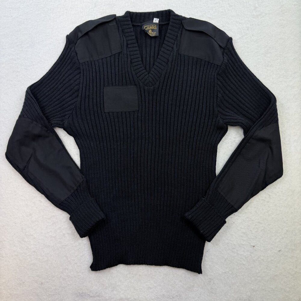 Vintage Citadel Men's Black Pullover Wool Made In Great Britain Sweater Size 44
